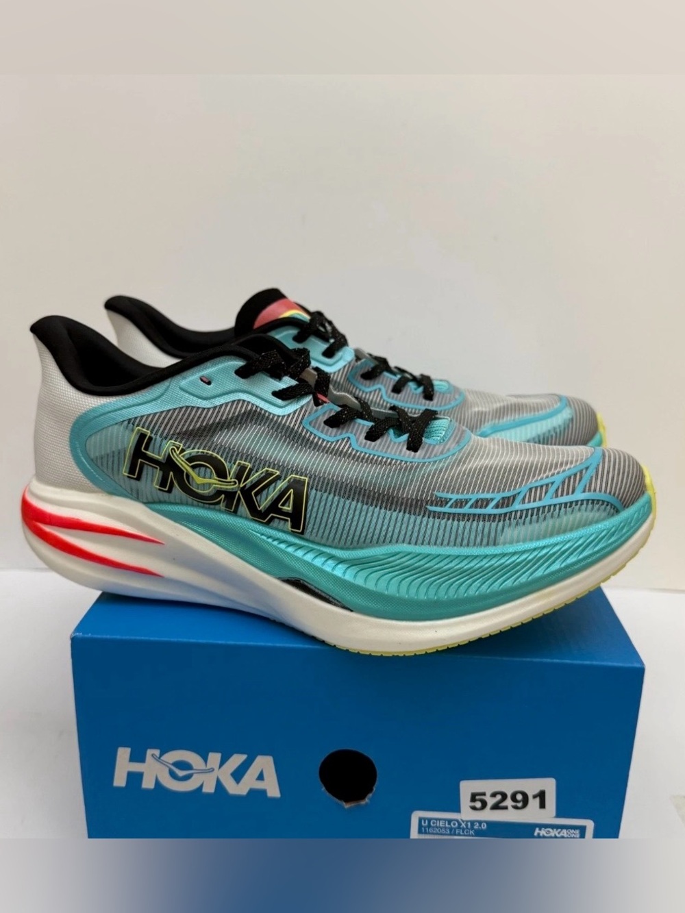 Hoka ONE ONE 🔥 Cielo X1 2.0 Frost Black Running Shoes 1162053 FLCK NEW - Picture 3 of 11
